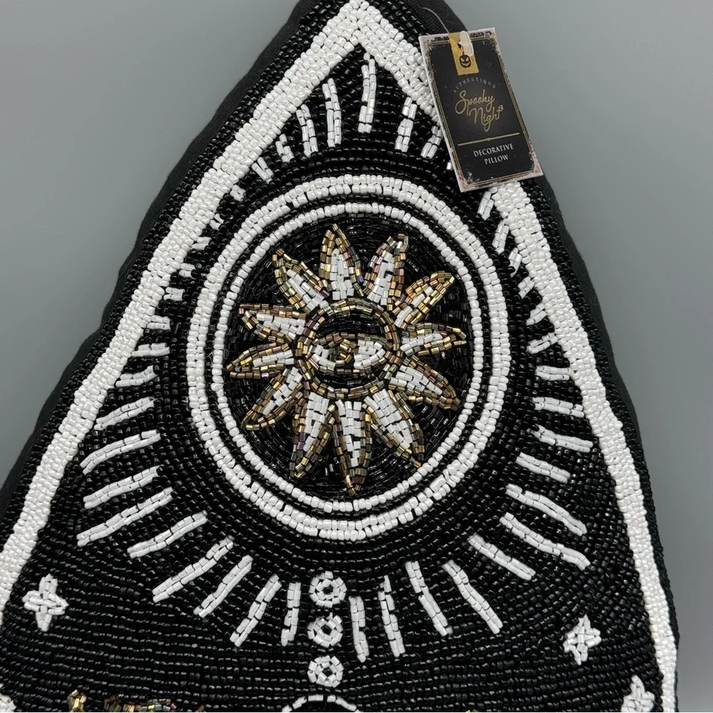 Spooky Night Halloween Ouija Board Planchette Beaded Throw Pillow Spirits Decor
